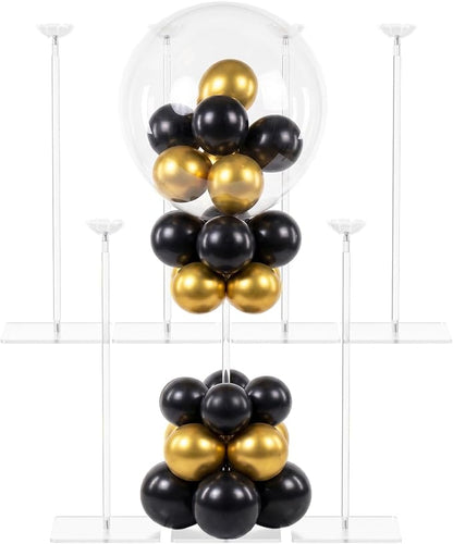 Pro Series Clear Acrylic Balloon Stand Kit Set of 6, 15.75 Inch Reusable by Bezente