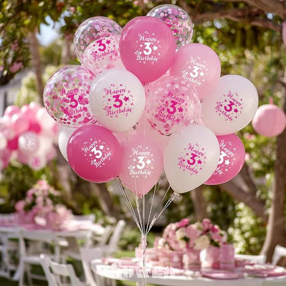 SUWEN Pink 3rd Number Printed Balloons 38PCS 12 Inch | 1-9 Latex Balloons Happy - Image 4