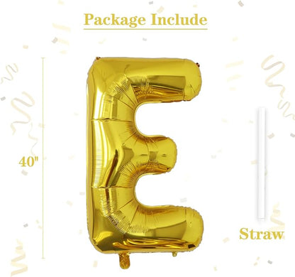 VHUWE 40 inch Gold Letter E Balloon, Big Size Alphabet Foil Mylar Helium - Image 2