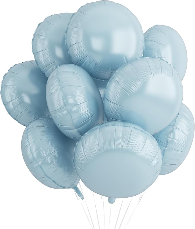 20PCS Round Shaped Foil Balloons, 18 Inch Round Foil Balloon, Retro Blue Round by Paready