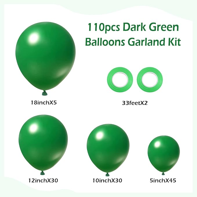 110pcs Dark Green Balloon Arch Kit - Image 2