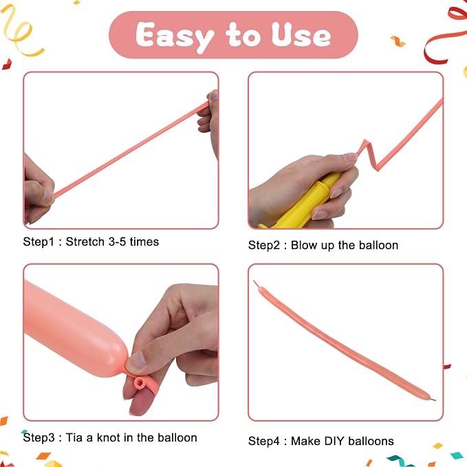 RUBFAC 100pcs Pastel 260 Balloons, - Image 4
