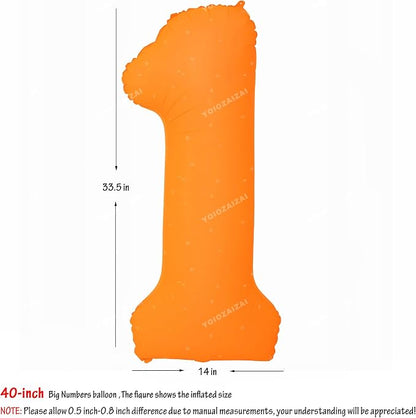 Orange Birthday Number 1 Balloon 40 inch Fluorescent Orange Number 1 | Helium - Image 2