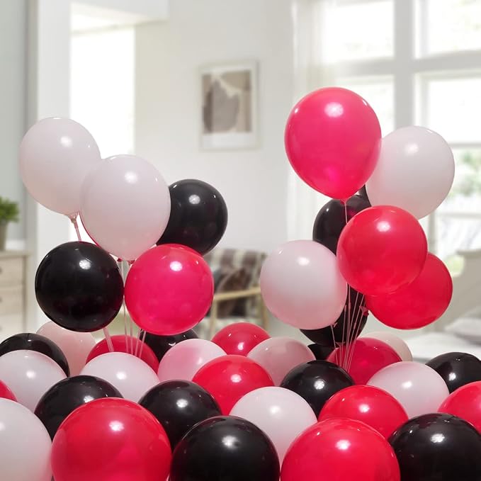 300 Pack Red Black White Balloons 100 of each of the 3 colors 12 inch Red White - Image 6