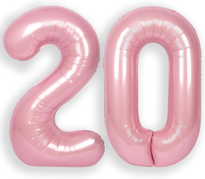 RainbowQ Pink 20 Balloon Number 40 Inch 0-40 Foil Large Balloons | Big Mylar 20 by RainbowQParty