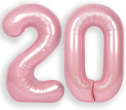 RainbowQ Pink 20 Balloon Number 40 Inch 0-40 Foil Large Balloons | Big Mylar 20 by RainbowQParty