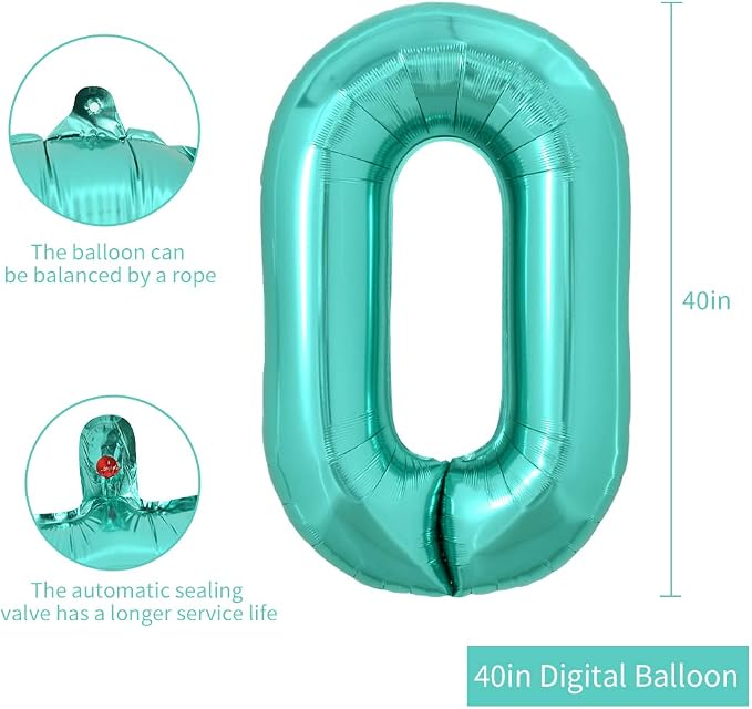 TONIFUL 40 Inch Large Teal Blue Number Balloons, Giant Jumbo Helium Foil Mylar - Image 2