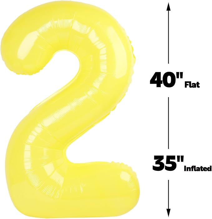 Yellow Number 2 Balloon 40 inch, Balloon numbers party supplies, deco photo - Image 3
