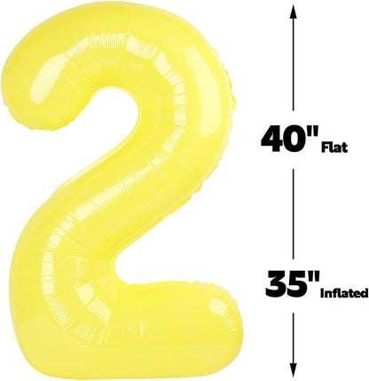 Yellow Number 2 Balloon 40 inch, Balloon numbers party supplies, deco photo - Image 3