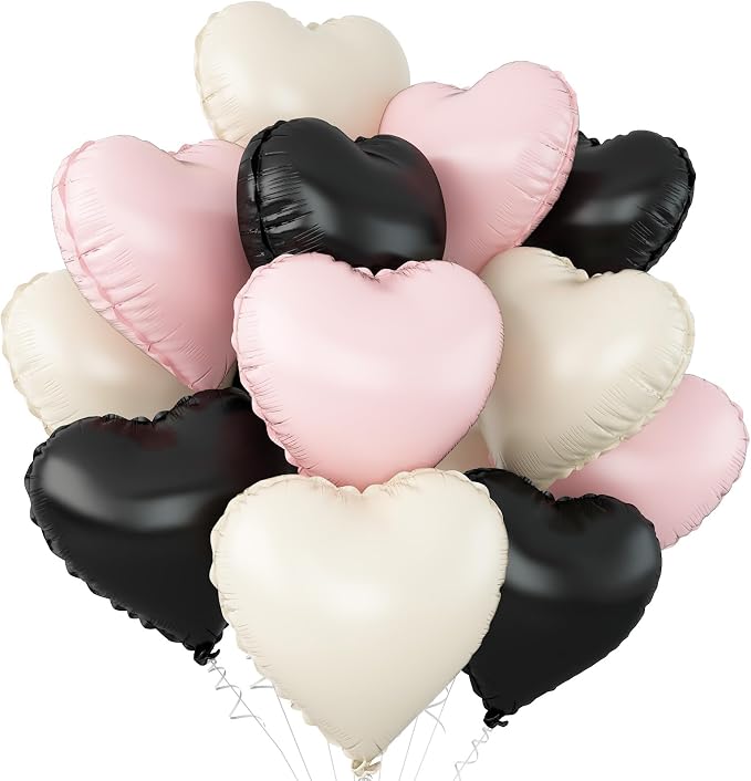 Black Pink White Heart Balloons by Adorely