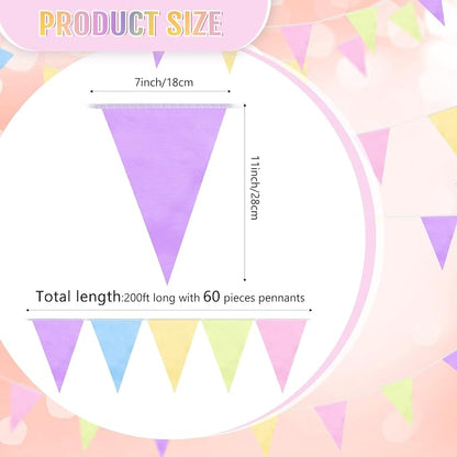 Tatuo 200 Feet Solid Pennant Banners Flags String Triangle Hanging DIY Bunting - Image 3