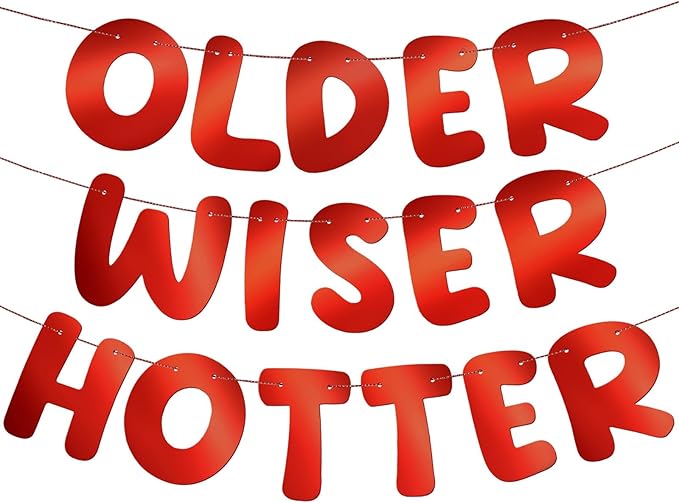 Fulmoon Set of 3 Pre Strung Older Wiser Hotter Glitter Banner Funny Birthday by Fulmoon