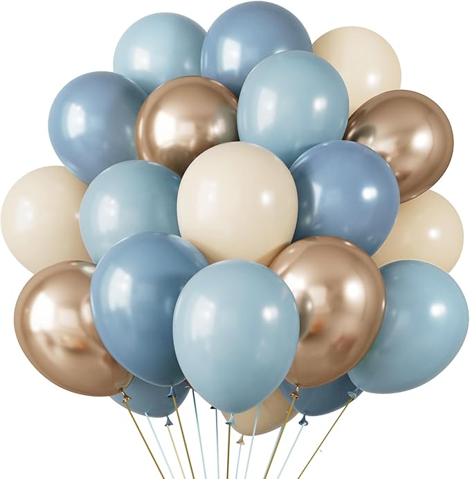 RUBFAC Dusty Blue and Gold Balloons by RUBFAC