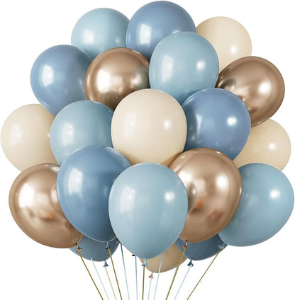 RUBFAC Dusty Blue and Gold Balloons by RUBFAC