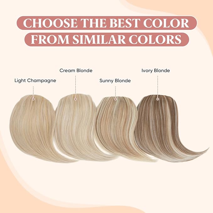 SARLA Clip in Side Bangs Extension Straight Synthetic Fake Bangs One Piece for Women Cream Blonde