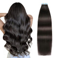 SUYYA Tape in Hair Extensions Human Hair Off Black 100% Real Human Hair 12 inches 20pcs 40g/pack Straight Seamless Skin Weft Natural Black Color Tape Hair Extensions(12 inches #1B Off Black)