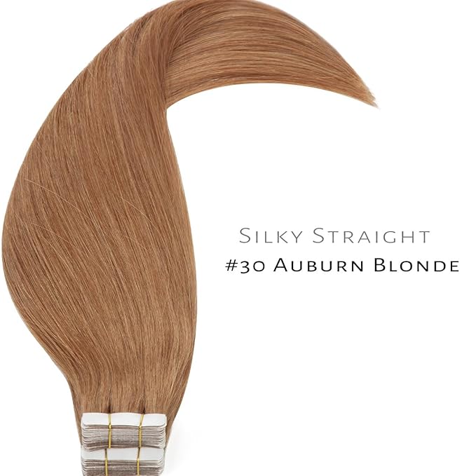 Lacer Tape in Human Hair Extensions Natural Balayage Seamless PU Skin Weft Tape in Hair Extensions Real Human Hair Auburn Blonde Double Side 50g 20pcs/set 18 Inch