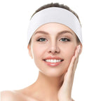 WILLBOND 200 Pieces Disposable Spa Facial Headbands Stretch Non Woven Facial Headband Skin Care Hair Band with Soft Convenient Closure for Women Salons(White)