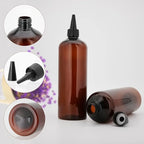 Cosywell Applicator Bottles for Hair - 2 Pack, 16 Ounce Oil Bottles with Cap, PET Plastic, Refillable, Brown