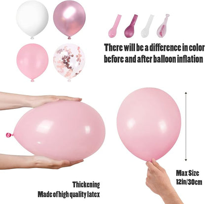 Pink White Balloons Garland Arch Kit 104 PCS Metallic Pink Gold Confetti Latex - Image 3