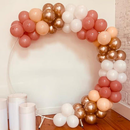 Retro Pink Balloons, 12 Inch Dusty Pink Metallic Gold White Balloons, Blush - Image 7
