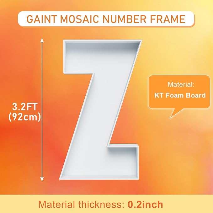 Marquee Letters 3FT Tall Mosaic Balloon Frame Pre-Cut Foam Board Letter Z | - Image 2
