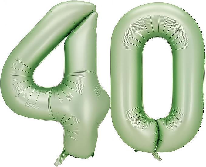 Sage Green Number 40 Balloon, 40 Balloon by BBPOOL