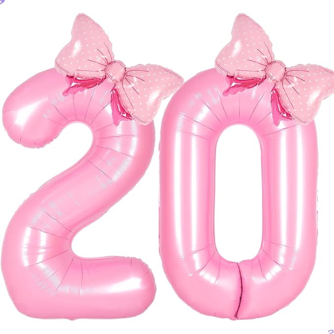 Pink 20 Balloon Numbers Pink Birthday Decorations by Unknown