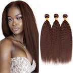 Chocolate Brown Bundles Human Hair Color 4 Kinky Straight Bundle Brazilian Virgin Remy Hair 3 Bundles 22 22 22 Inch Niegmeag Double Weft Brown Yaki Straight Bundle Hair Weave 300g