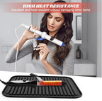 Heat Resistant Silicone Mat for Hair Tools: Curling Iron, Flat Iron, Hair Straightener - Portable Hair Styling Pad Cover(Black)