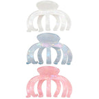 Large Hair Clips for Women - 3Pcs (Blue, White, Pink) | Octopus Claw Clips for Thick Hair, Non-Slip Strong Hold Hair Clamps for Long Hair, Big Unbreakable Hair Accessories