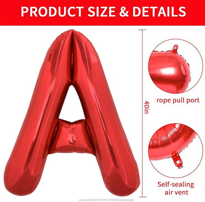 TONIFUL 40 Inch Large Bright Red Letter Balloons A-Z, Giant Jumbo Helium Foil - Image 2