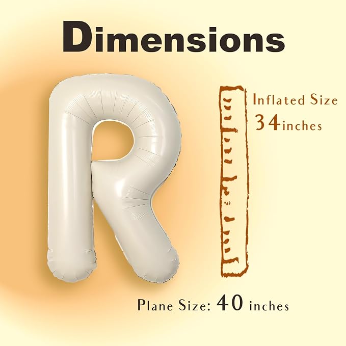 SUWEN 40 Inch Cream Large R Letter Balloons Big Foil Helium A-Z | Jumbo Mylar - Image 6