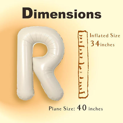 SUWEN 40 Inch Cream Large R Letter Balloons Big Foil Helium A-Z | Jumbo Mylar - Image 6