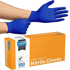 Inspire Black Nitrile Disposable Gloves | 4.5 Nitrile Safety Medical Exam Cooking Cleaning Disposable Black Gloves (Blue - Box of 100, Medium)