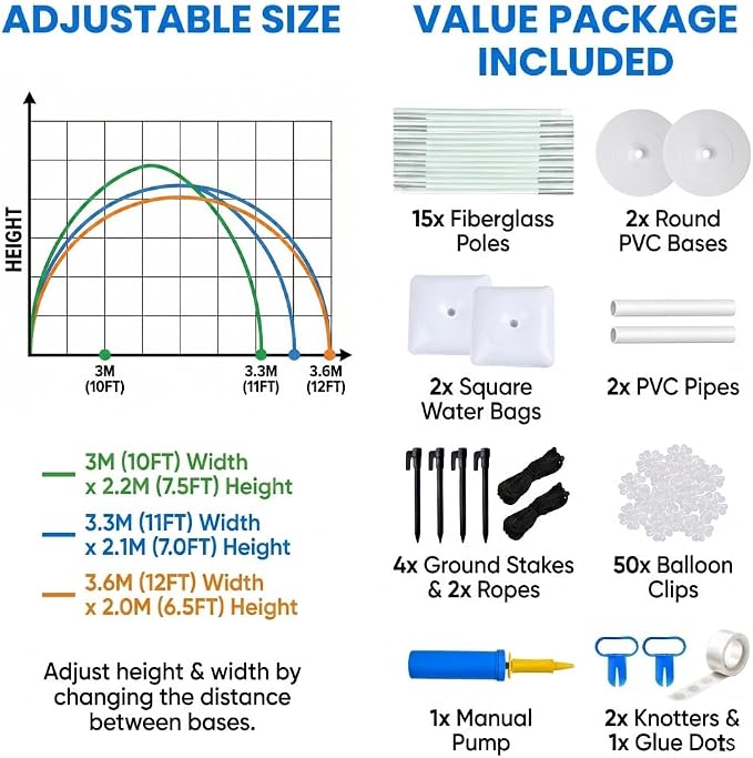 Balloon Arch Kit Stand with Foldable Storage, 10FT Wide & 9FT Tall Adjustable - Image 4