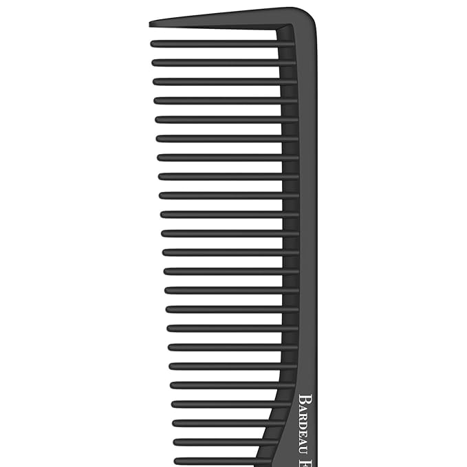 Styling Comb (2 Pack) | Professional 7 Inch Black Carbon Fiber Anti Static Chemical And Heat Resistant Comb For All Hair Types | Fine and Wide Tooth | For Men and Women | By Bardeau Essentials