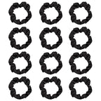12Pcs Satin Hair Scrunchies, Black Scrunchies Hair Ties Elastic Hair Bands Ponytail Holder Hair Accessories Valentines Day Gifts for Wife