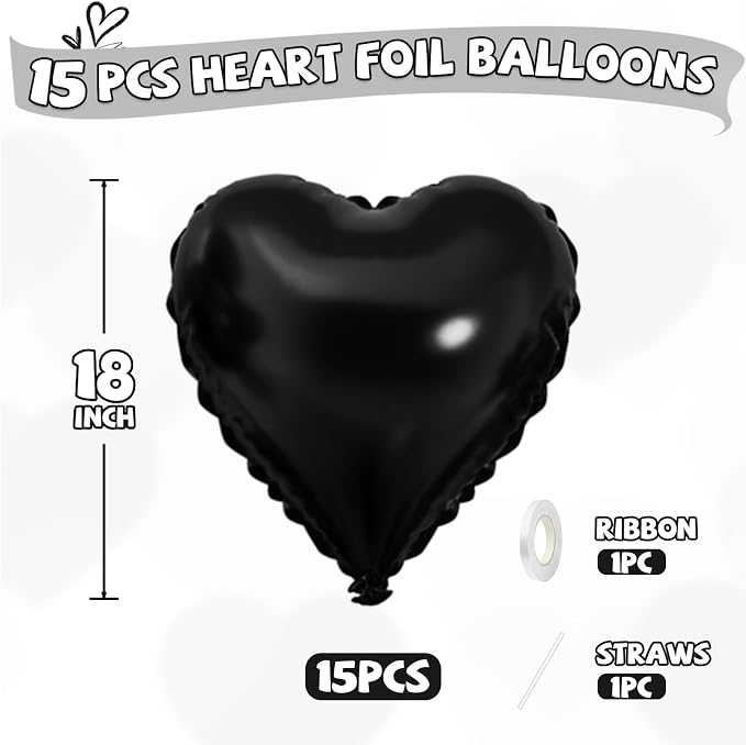 Black Heart Balloons - Image 2