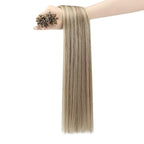 YoungSee Utip Hair Extensions Human Hair Long Straight U Tip Real Hair Extension Light Brown Highlights Blonde K Tips Human Hair Extensions Hot Fusion Ktip Extenesion Remy Hair Add Length 24In 50s/50g