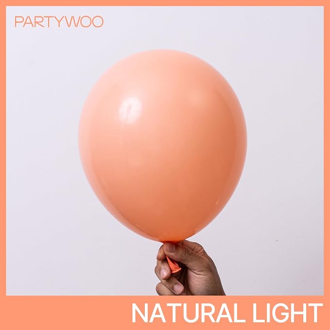 PartyWoo Peach Balloons 50pcs Light Orange Latex Helium Balloons 12 Inch | - Image 2