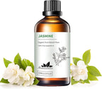 Pure Jasmine Essential Oil for Bedtime Atmosphere, Evening Relaxation & Pillow Mist, Mumianhua Natural Floral Bliss for Diffuser, Skin, Hair Care, Calming Blends, Perfume, Candle Making 3.38 Fl Oz