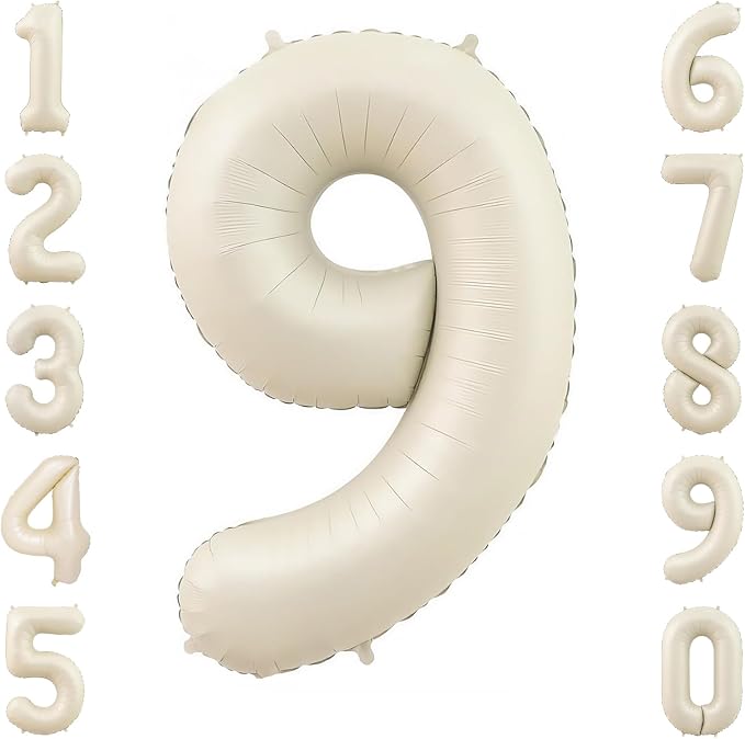 Cream Number 9 Balloon 40 Inch, Foil Numeral by Unknown