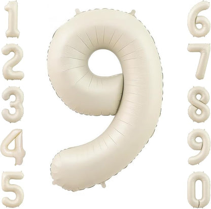 Cream Number 9 Balloon 40 Inch, Foil Numeral by Unknown