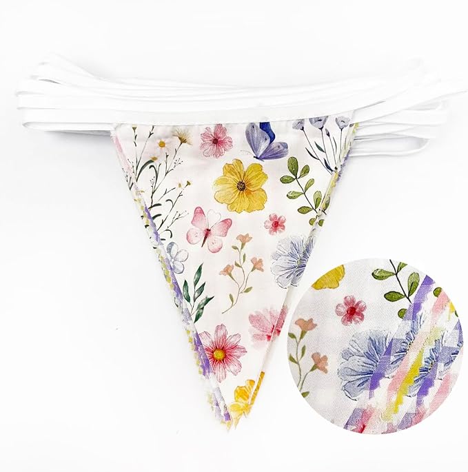 32Ft Wildflower Party Decorations Pink Purple Yellow Gingham Plaid Flowers - Image 2
