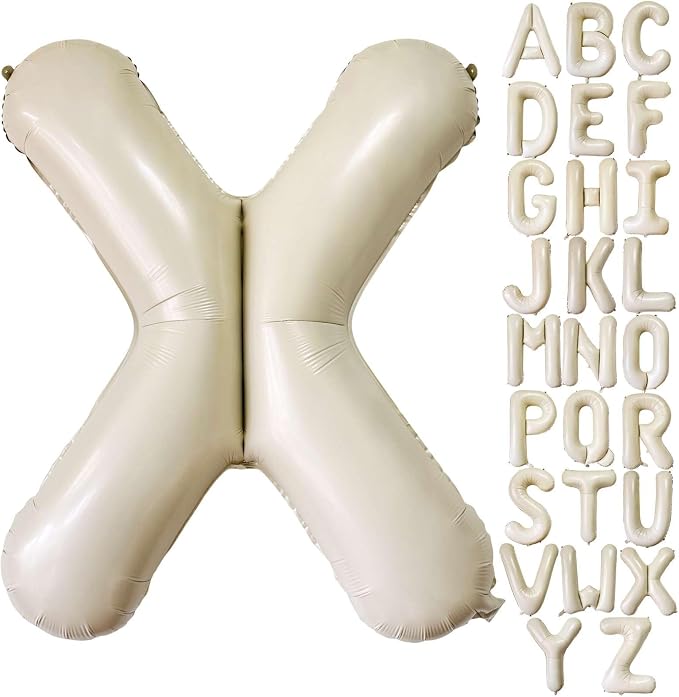 Cream White Letter X Balloons, 40 Inch Giant Letter Balloons X Foil Mylar by Lovoir