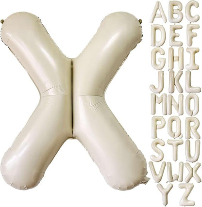 Cream White Letter X Balloons, 40 Inch Giant Letter Balloons X Foil Mylar by Lovoir