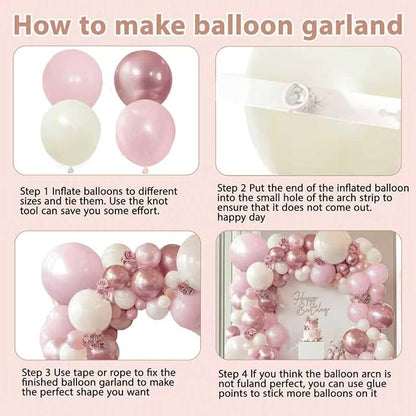 Pink and White Balloons Arch Kit, Double Stuffed, Party | Pearl Light Pink - Image 4