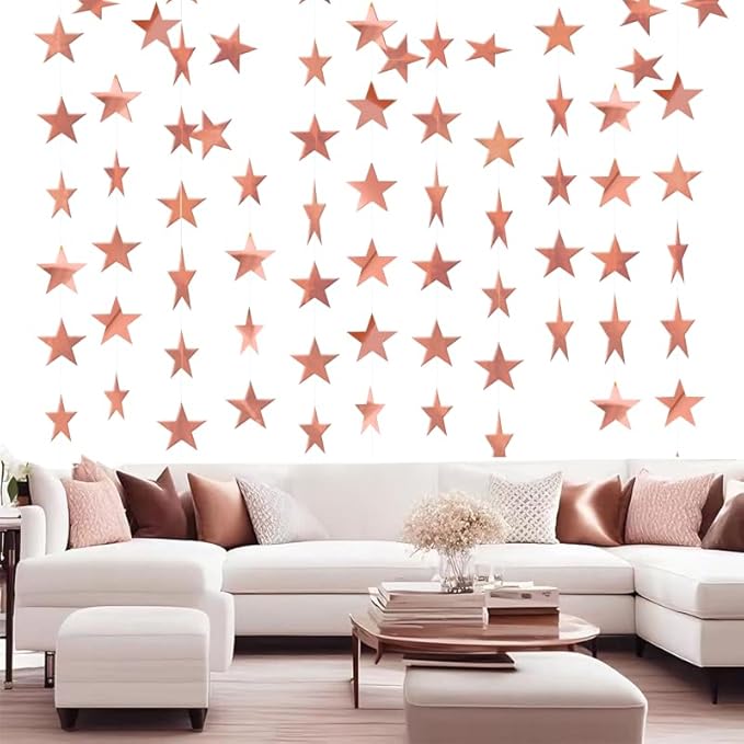 Rose Gold Shining Star Hanging Garland Rose Gold Hanging Sparkling Star - Image 4
