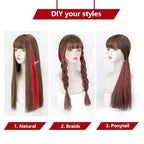 Red Hair Extensions Clip in, 22 Inch 10 Pieces Long Straight Colored, for Women Kids Girls Highlight Party, Synthetic
